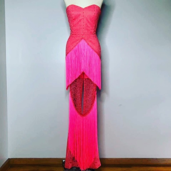 Lucia's Sarto 🇺🇦 ALEAH Lace Fringe Jumpsuit Boho Mesh Bell